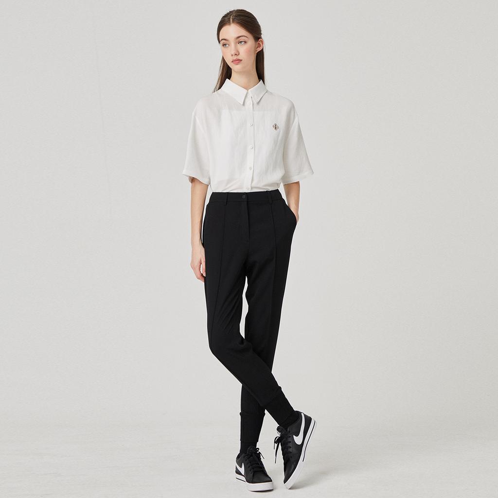 LIKK Lettering Embroidery Point Jogger Pants (Black)_L4B1-Pt03C