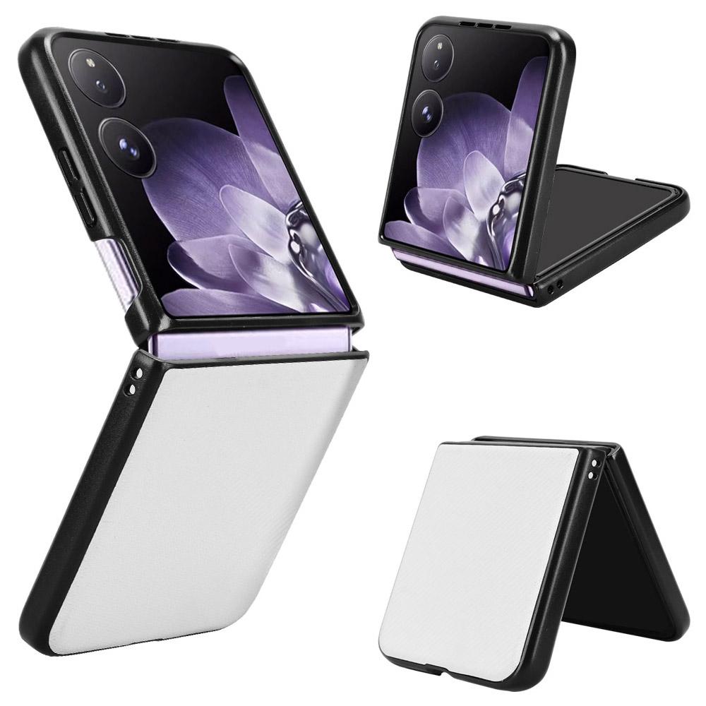 

For Xiaomi Mix Flip 5G Case Carbon Fiber Texture Shockproof PU+PC Phone Cover White