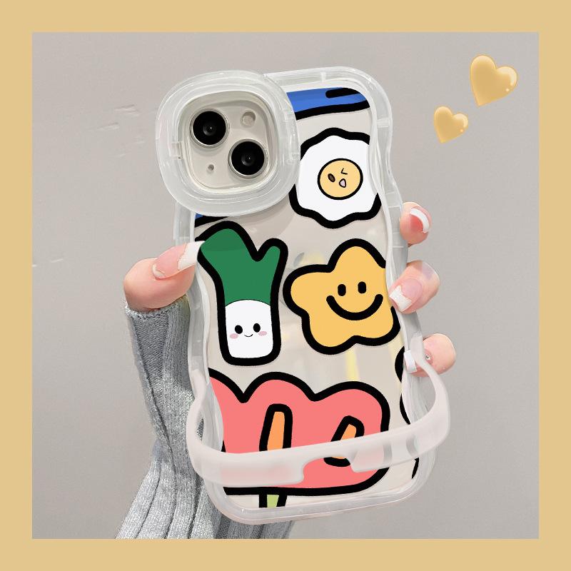 

Подходит для чехла для мобильного телефона Apple 15 IPhone 14 Улыбающееся лицо Яичный Зеленый Лук 13 Волнистый край 12 Невидимая Двойная Подставка Ниша iPhone XS Max