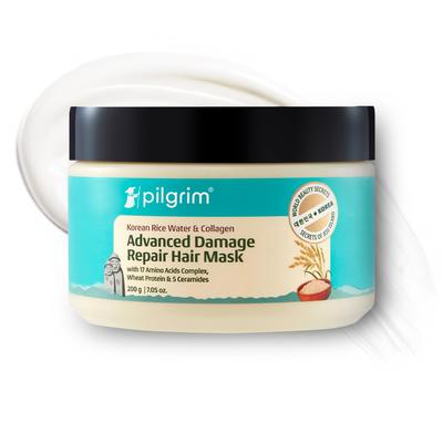 Máscara Reparadora Capilar Sem Perfume Pilgrim 200g Pacote com 1 para Cabelos Secos, Frisados e Danificados com Colágeno e Água de Arroz