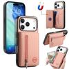 For iPhone 17 Pro Max Case Zipper Card Holder Kickstand Jeans Cloth Texture Leather Back Cover