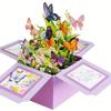 1pc 3D Pop-Up Birthday Greeting Card Family Friends Birthday Cards Floral and Butterfly Design for Any Recipient Party Supplies