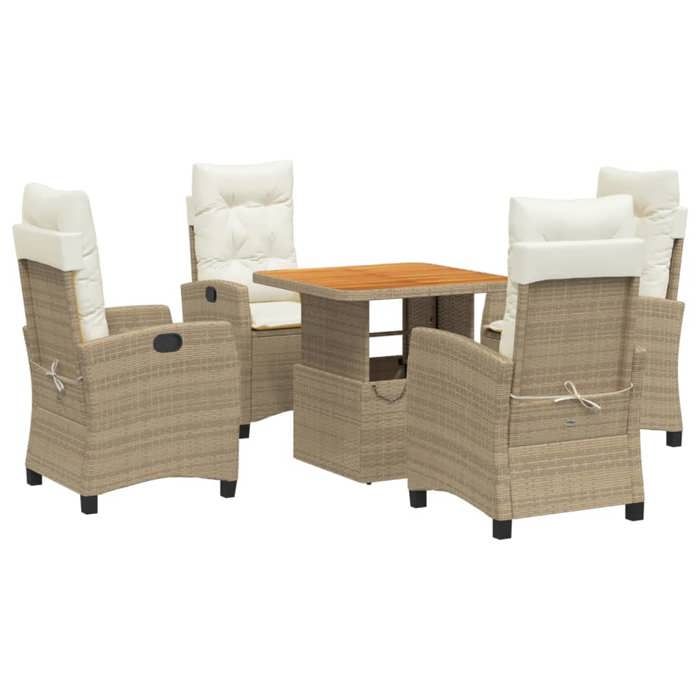 VidaXL Ensemble à Manger de Jardin avec Coussins 5pcs, Table de Terrasse, Ensemble de Meubles de Patio, Mobilier 3277410