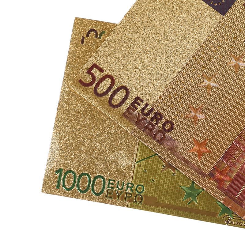 8PC/set Euro Banknote Gold Foil Paper Money Crafts Collection Bank Note Currency