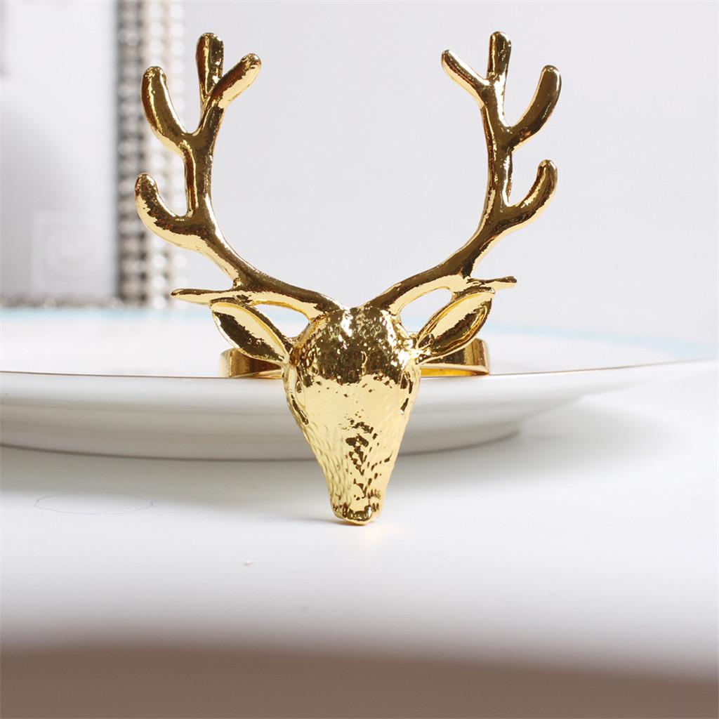 6 Pieces Hollow Out Deer for Head Napkin Rings Christmas Decoration Table Settin
