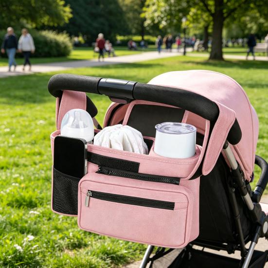Opbevaringstaske til klapvogn, med justerbare stropper, Vandtæt Oxfordstof, Flere rum til organisering, til Flasker, Bleer, Nøgler