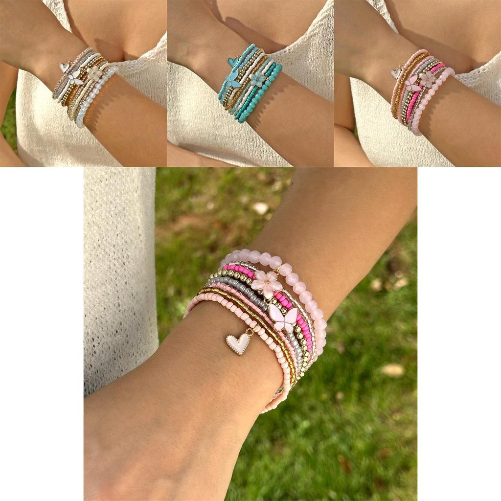 Boho Butterfly Charm Jewelry Set With Glass Beads For Womens Casual Style