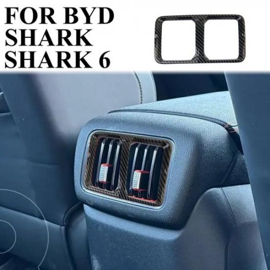 Carbon Fiber Style Rear Armrest Box A/C Outlet Vent Cover Trim For BYD Shark