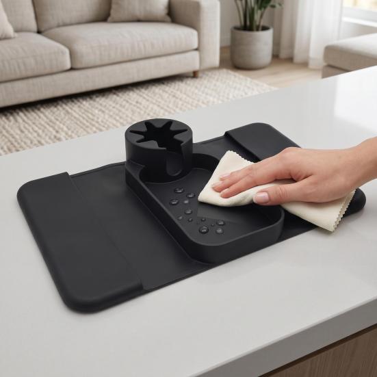 Sofa Storage Rack with Raised Edge Cup Holder Silicone Anti-Slip Armrest Organizer for Remote Phone Tablet Keys