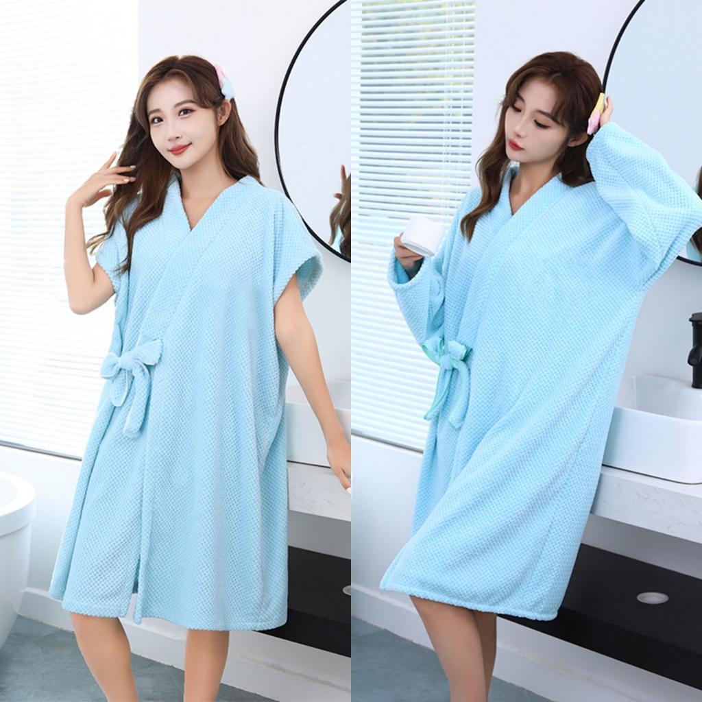 Bathrobes Are Soft and Absorbent Thickened and Wearable Bath Towels Adult Women's Home Hotel Bath Bathrobes Bath Skirts