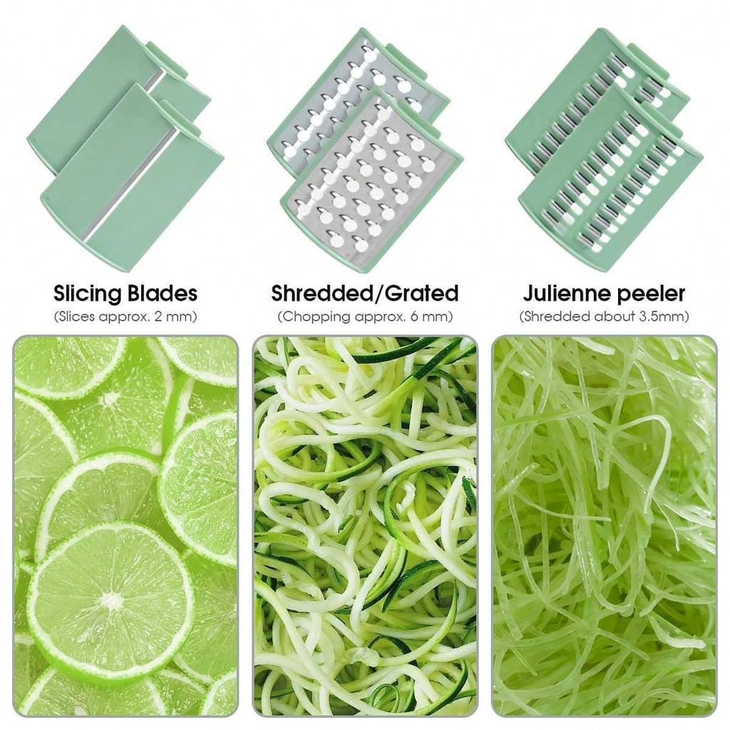 1 Set Multifunctional Drum Vegetable Cutter Hand Crank Home Kitchen Chopper Pasta Maker Kitchen Gadget Set (with 4 Blades)