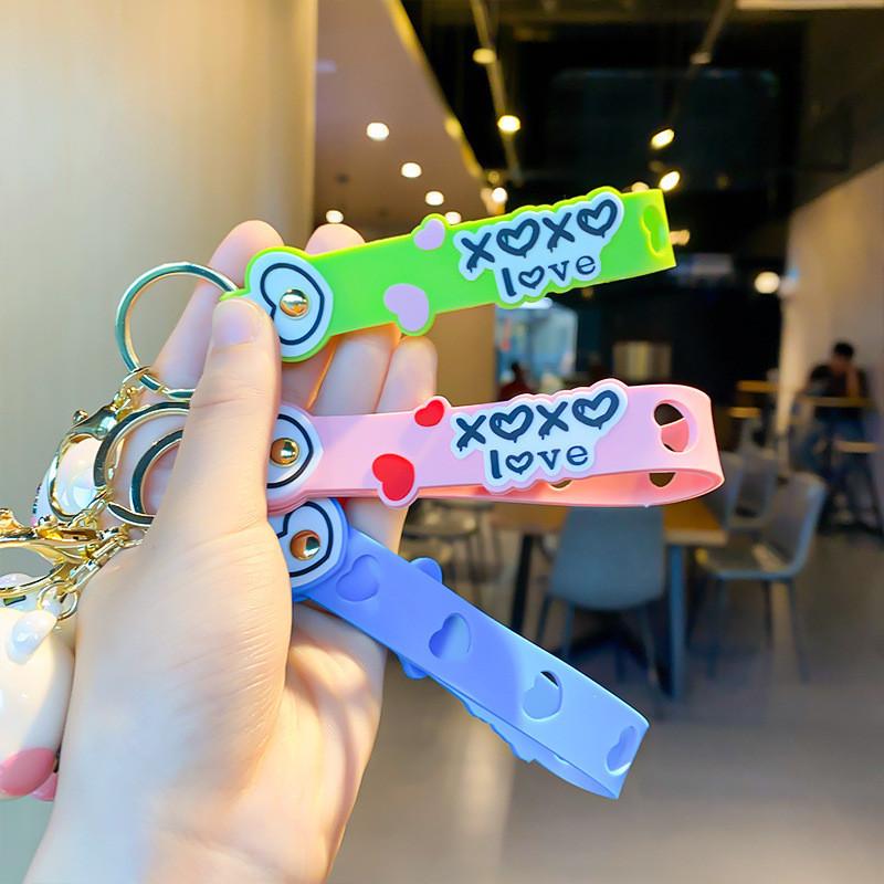 Charming Soft Pvc Bear Keychain In Blue Yellow Pink Green For Gifts