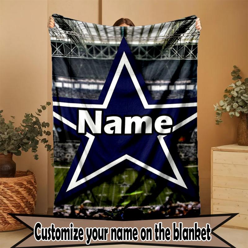 Custom Name Personalized Dallas Cowboys Print Blanket, Home Decor, Bedroom, Sofa, Camping, Couch, Gifts for Birthday ChristmasEnthusiasts