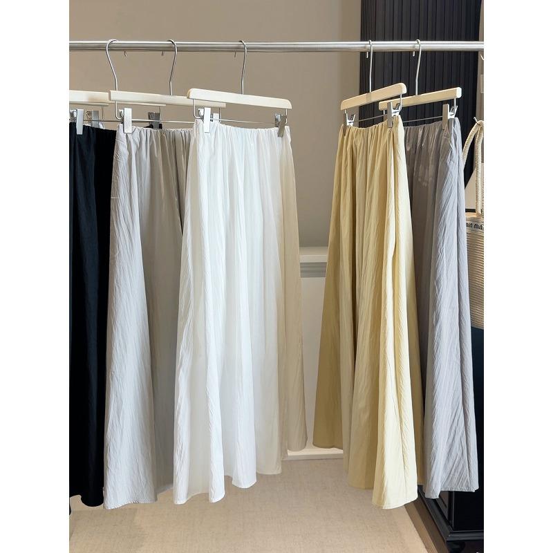 

Japanese and Korean pleated lazy Yamamoto skirt women s spring and summer versatile high waist thin cover casual a word big swing skirt One size fits all белый