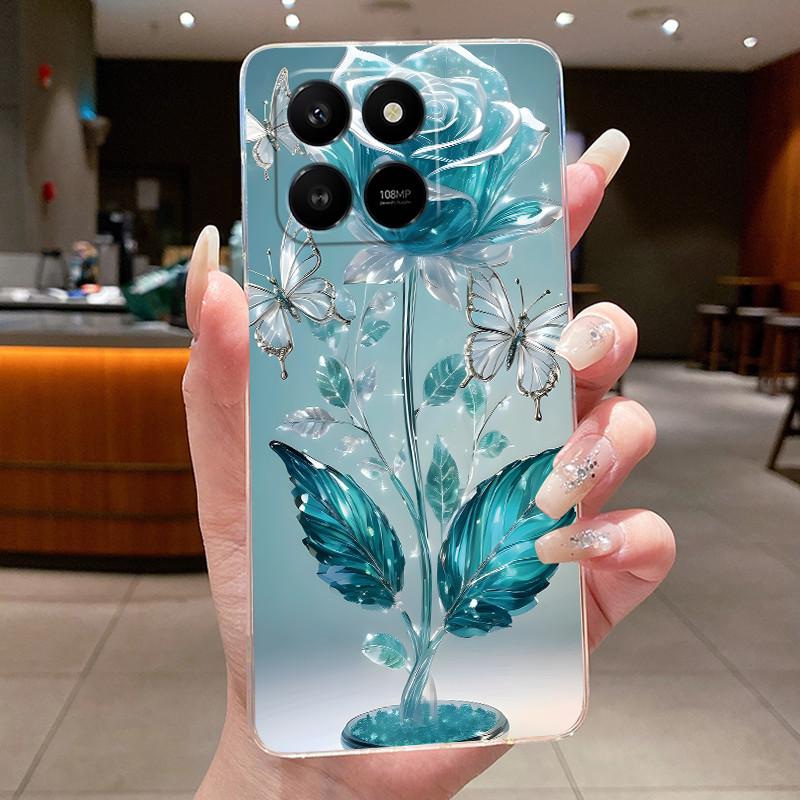 For Honor 400 Smart 5G Case Honor X7d 4G 5G Cover Clear Luxury Fashion Butterfly Flower Soft TPU Silicone Transparent Phone Case