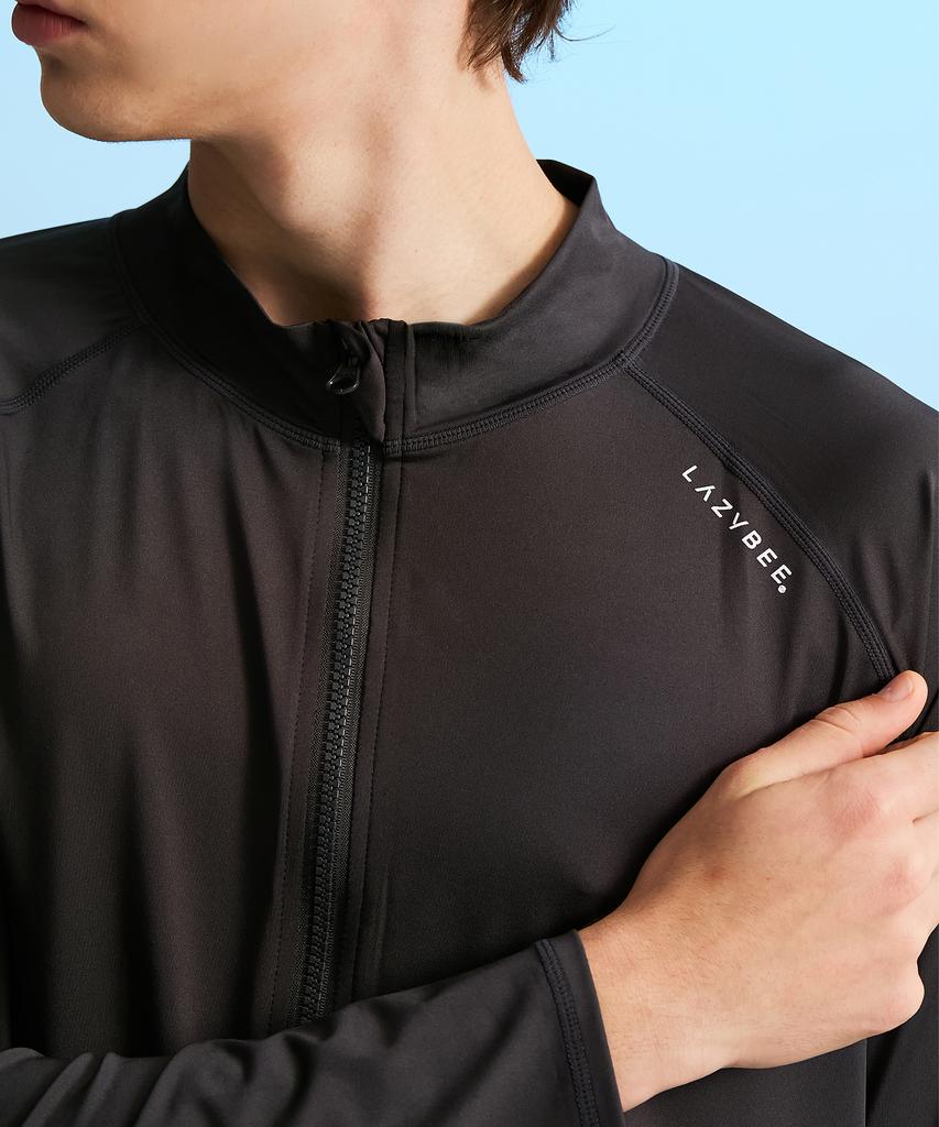 Leijibi Multi-Cooling Essential Loose Fit Zip-Up Rash Guard Men'S & Women'S Long Sleeve Jacket M (6 Colors) (Type A)