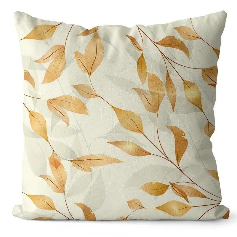 45x45 Cm Ginkgo Print Cushion Cover for Living Room Sofa Bedroom Home Decoration Square Polyester Pillowcase Waist Pillow Cover