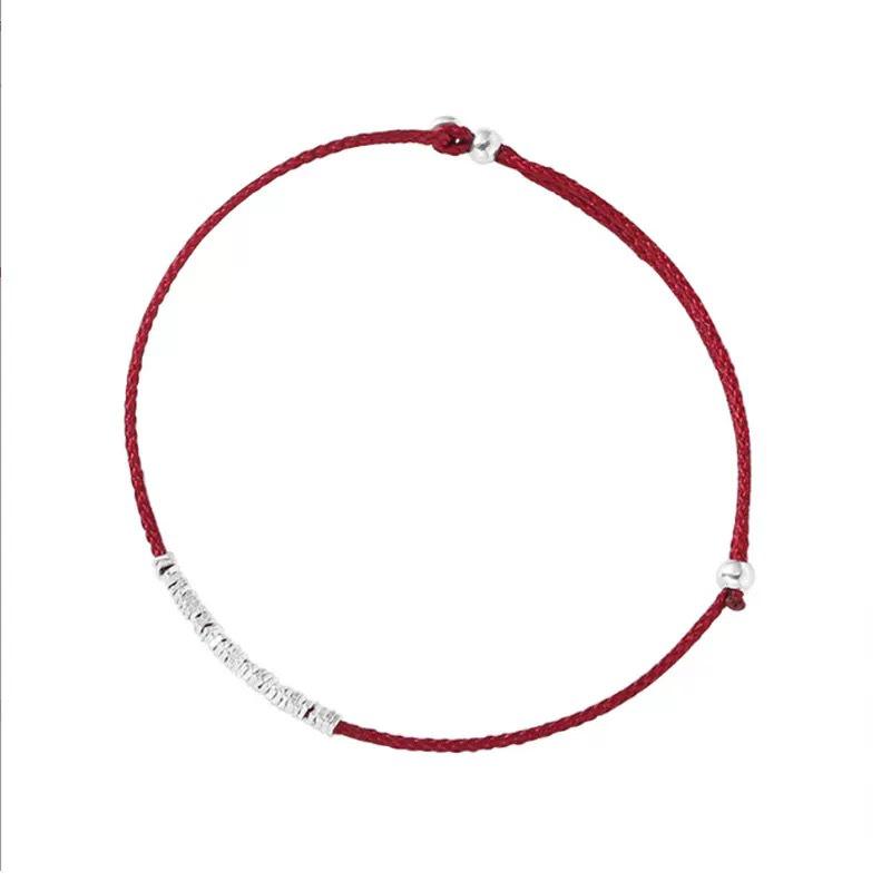 Xiaohongshu Adjustable Handmade Red String Bracelet for Women - Simple, Stackable, Birth Year Lucky Charm