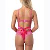 Women's Lace Mesh Bodysuit Lingerie One Piece Sheer Floral Pattern Teddy Adjustable Straps Stretch Fabric Intimate Apparel