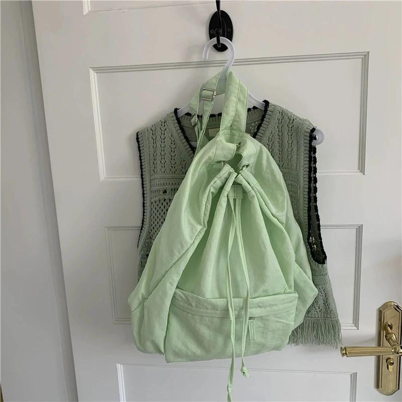 

WTEMPO Однотонные простые рюкзаки большой вместимости из высококачественного нейлона, универсальные повседневные школьные сумки для студентов 1pc зелёный