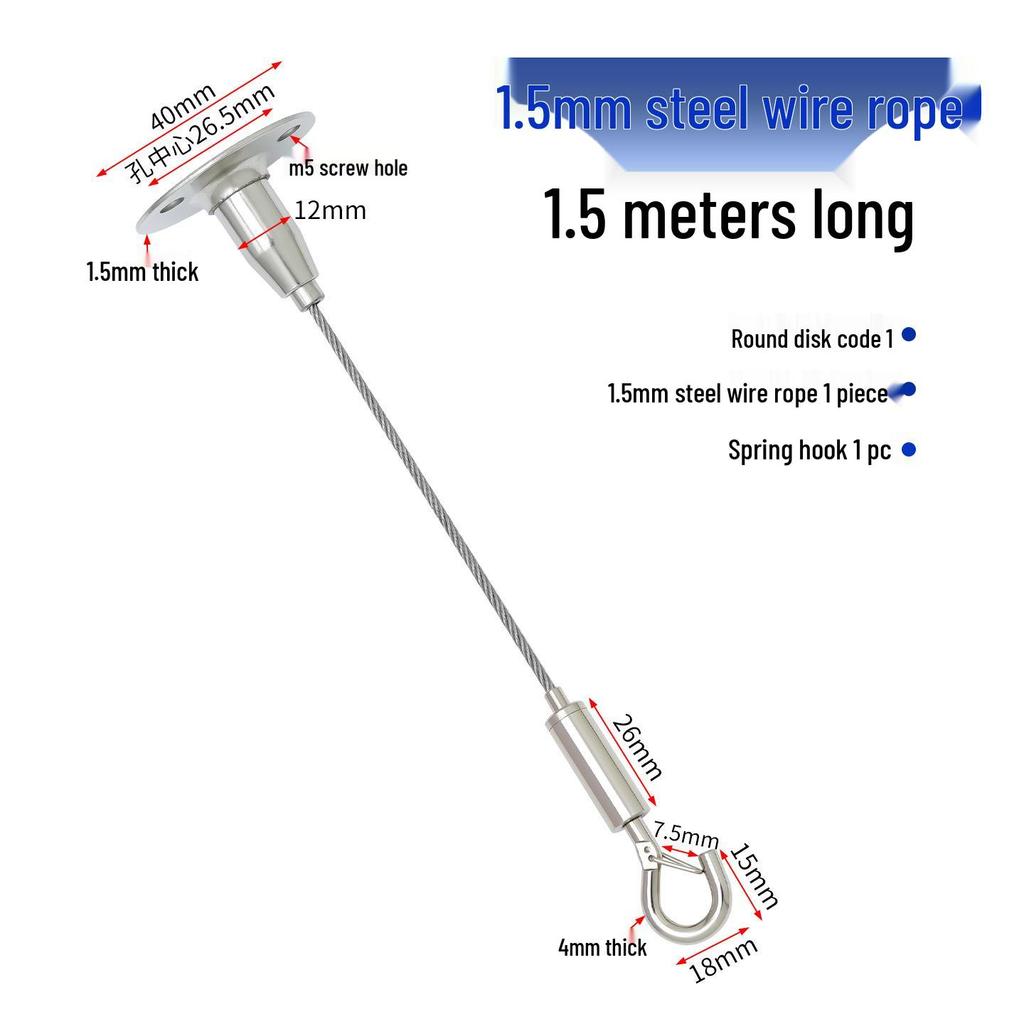 Adjustable Steel Wire Rope Hanging Kit with Chandelier Lock and Buckle