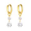 Fashion Light Luxury Water Drop Zircon Earrings Niche High Sense Geometric Round Horse Eye Zircon Earrings Stainless Steel Ear Buckles