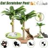 Sisal Rope Cat Scratching Post Wooden Track Ball Green Leaves Scratch Post Durable Design Hanging Balls Interactive Toys