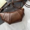 Faux Leather Moon Shape Shoulder Bag for Women Fashionable Crossbody Bag with Knotted Handle Design