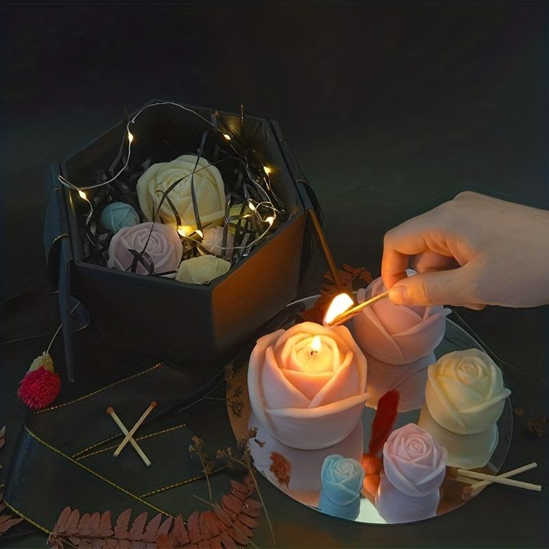 Aromatherapie Kerzenwerkzeugset (Rubik's Cube & Rosenstil) – Kerzendocht Selbstmach-Set, Mehrzweck-Silikonformen für DIY Resin Gips Handwerk