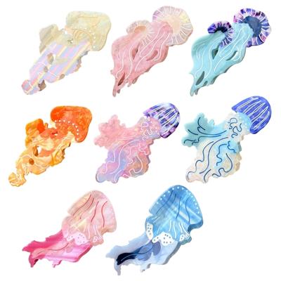 Stylish Jellyfish Acetate Hair Clip Claw Unique Designs Women's Hair Accessory for Daily Outings and Casual Gatherings
