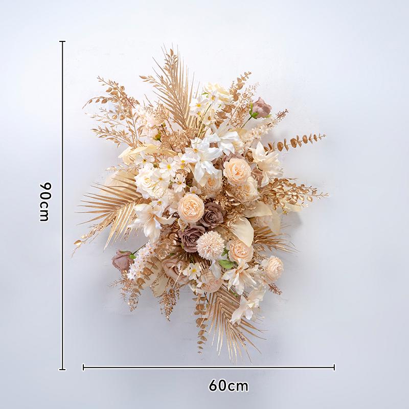Индивидуальная Цветочная Арт-Композиция на Золотую Свадьбу, Подвесная/Настенная Декорация с Точечными Цветами