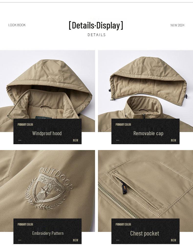 Men's Fleece-Lined Thick Jacket: Autumn/Winter Warm, Plus Size, Windproof & Waterproof Outdoor Coat.