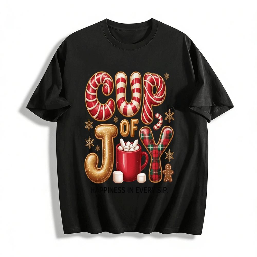 

Cup Of Joy Christmas Themed Graphic Casual Top Pure cotton T-shirt XXS