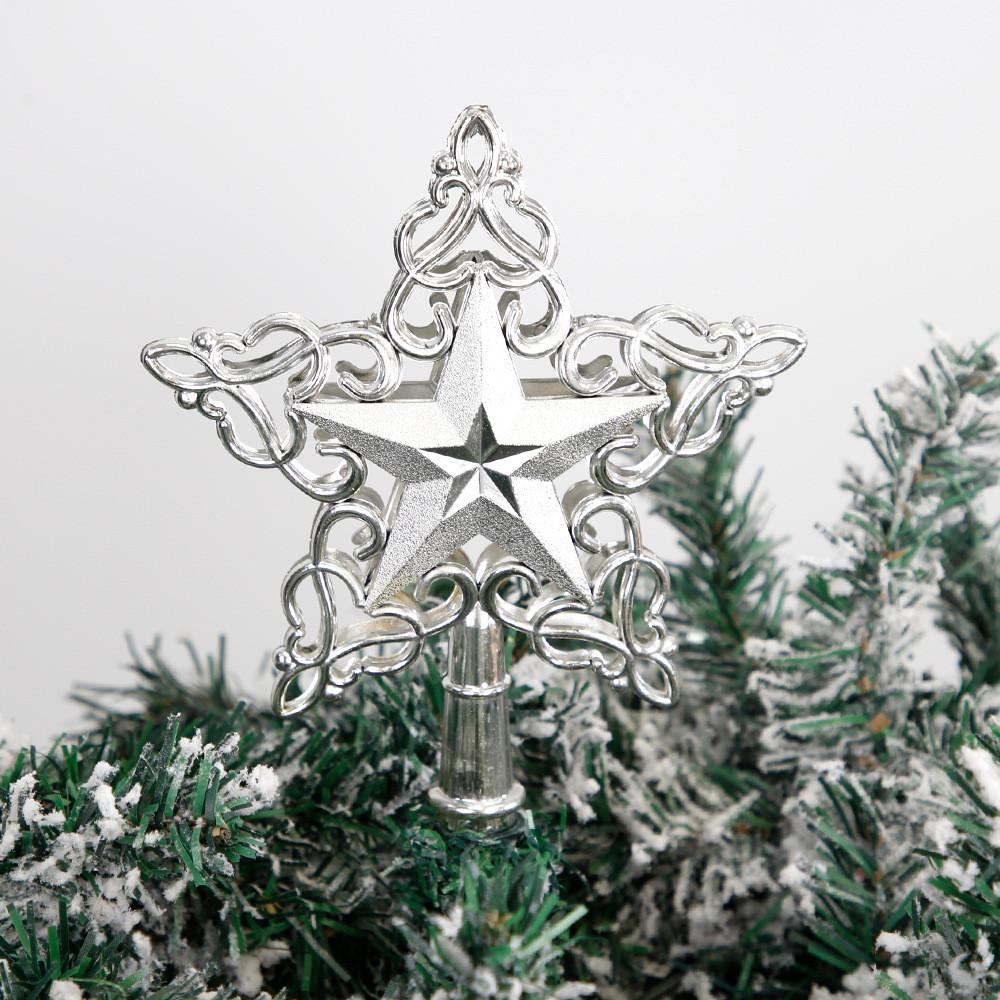 Impressive Silver 22cm Star Tree Topper Creative Hollow Plastic Christmas Decor Item