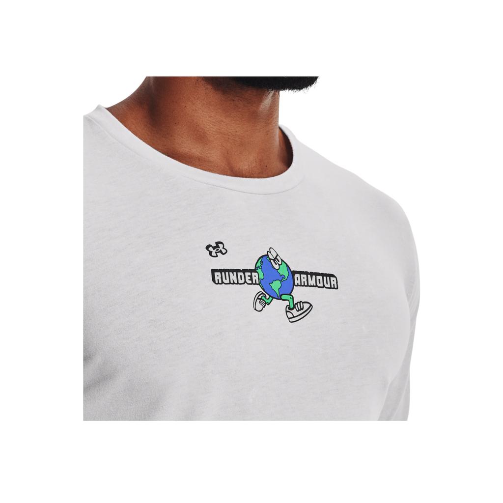 Under Armour Cartoon Letter Print Crew Neck Sports Short Sleeve T-Shirt Men Tops Gray 1374009-014