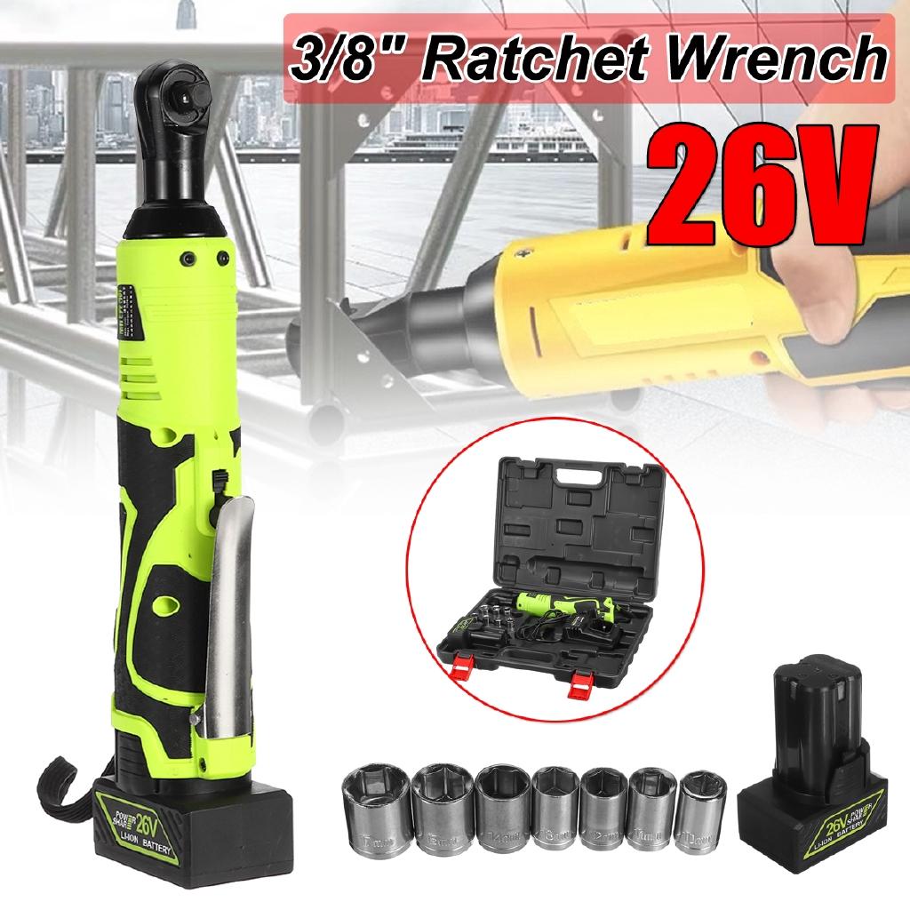 26V 160NM Torque 3/8 Cordless Electric Ratchet Wrench Tool Set Impact Wrench Power Tool Rechargeable Battery Scaffolding