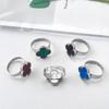 New 15mm Large Fashion Clover Ring Adjustable Opening Ring Simple Personalized Ring
