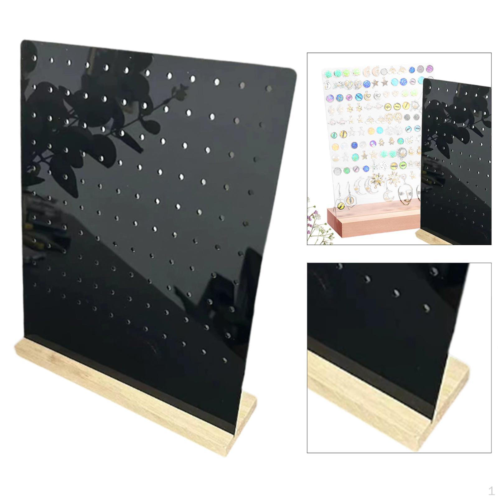 

Акриловый держатель для сережек на 120 отверстий, держатель для хранения колец с устойчивой деревянной основой, гвоздики для демонстрации чёрный