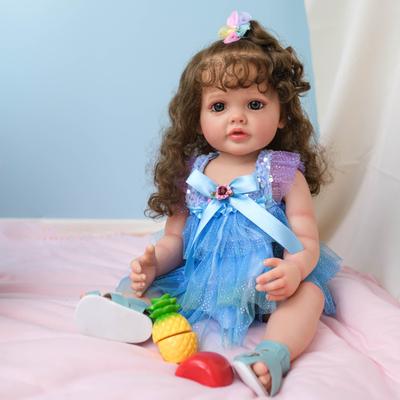 Yumuşak Silikon Esnek 3D Doğum Günü Hediyesi ile Gerçekçi 22 İnç Yeniden Doğmuş Bebek Bebek 55CM Ekilmiş Saç Bebekler Oyuncak