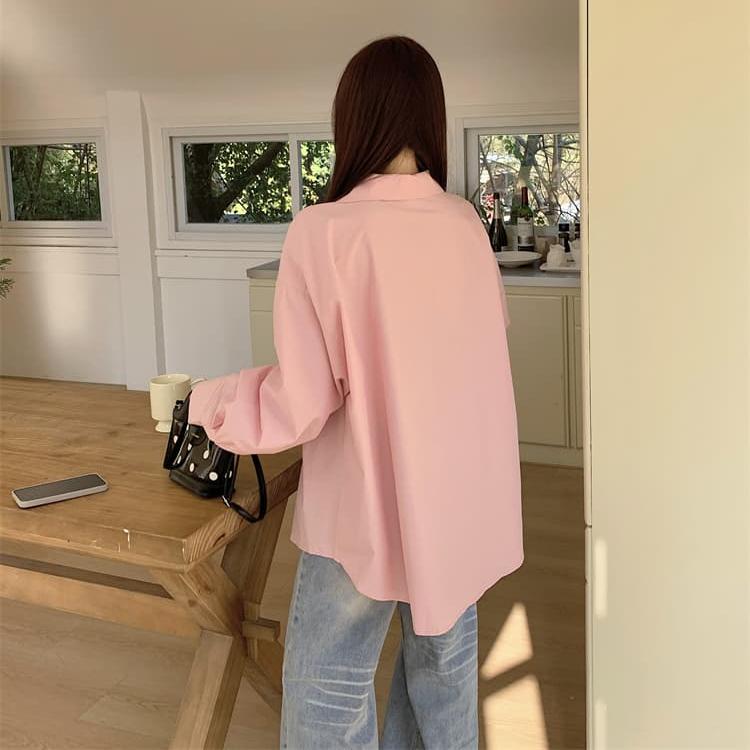 Damen Bluse Frühling Herbst einfarbig Polokragen Schleife Schnürung Langarm Arbeitskleidung Bürodame Casual übergroße Strickjacke Shirts