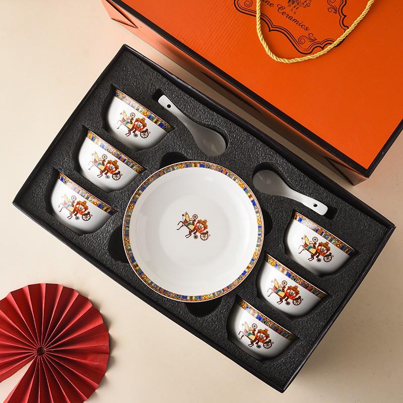 Elegant European-Style Ceramic Dinnerware Set 13-Piece Gift Box Wedding Housewarming Business Opening