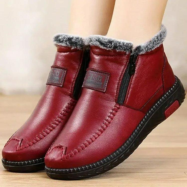 Mother's Cotton Shoes Thickened Winter Casual Flat-bottomed Lightweight Non-slip Soft-soled Loose Warm Cotton Boots for The Elderly