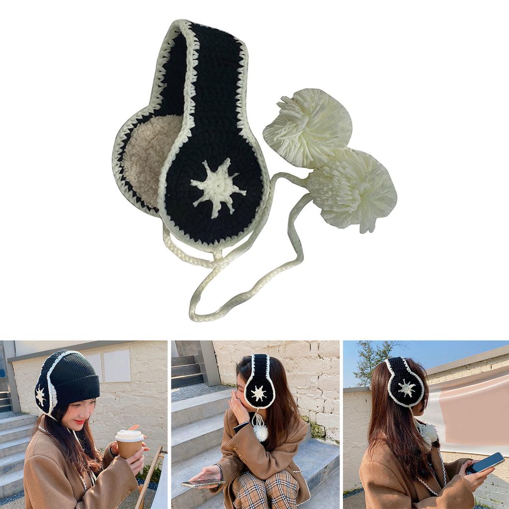Knit Strap Ear Muffs for Women Warm Ear Warmers Cold Weather Ear Protective Furry Ear Covers for Outdoor Photo Earmuff