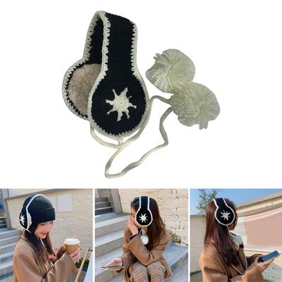 Dicker gefütterter gestrickter Ohrenschützer Weiche & Warme Ohrenschützer für Frauen Teenager Mädchen Lieblich Handgehäkelte Ohrenschützer Accessoires