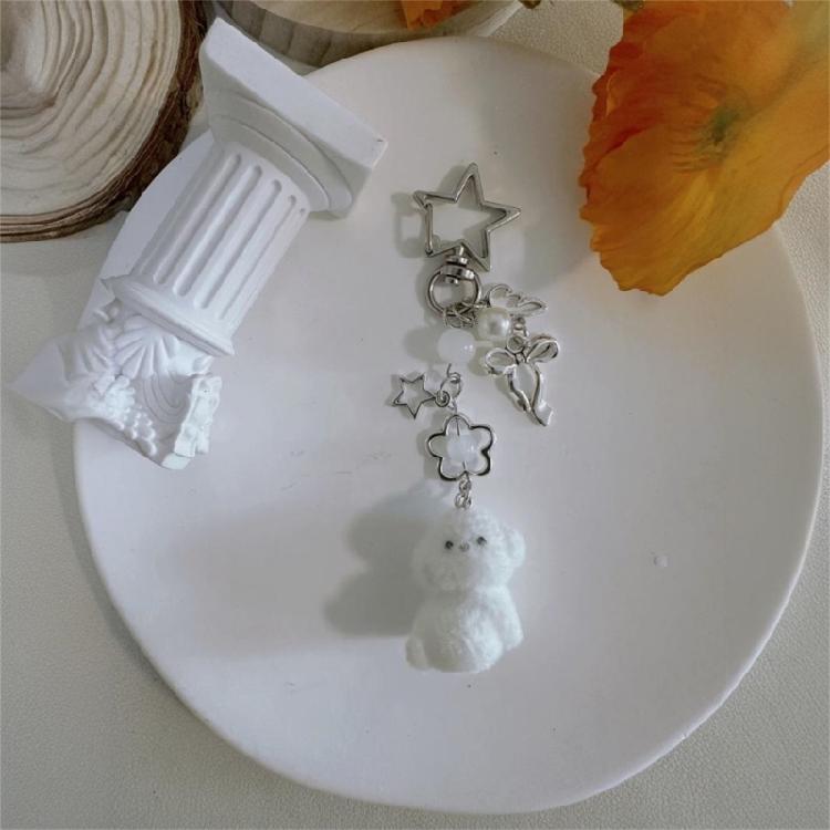 Cartoon Keychain For Women And Girls Plush Dog Bag Pendant Accessory Key Holder Alloy Keyring Stylish Decoration