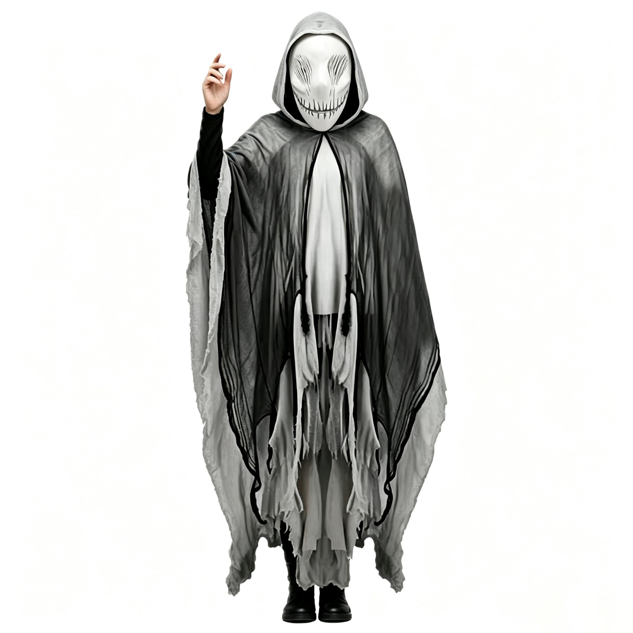 Todesmantel für Erwachsene, Maske inklusive One size fits all adults grau