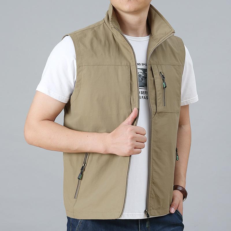Jarní a podzimní pánská rychleschnoucí vesta, venkovní multifunkční sportovní fotografická ležérní vesta, volná vesta velké velikosti