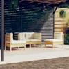 Vidaxl 4-Cz. Garden Lounge Set, Cream Cushions, Pine
