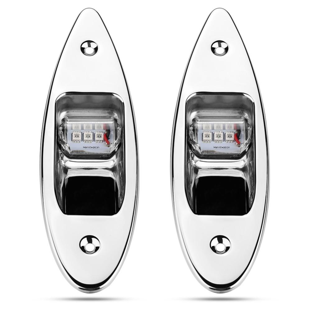 12V Voltage Boat Side Light Flush Mount Marine Signal Light Bright LED Bow Light for Sailboat
