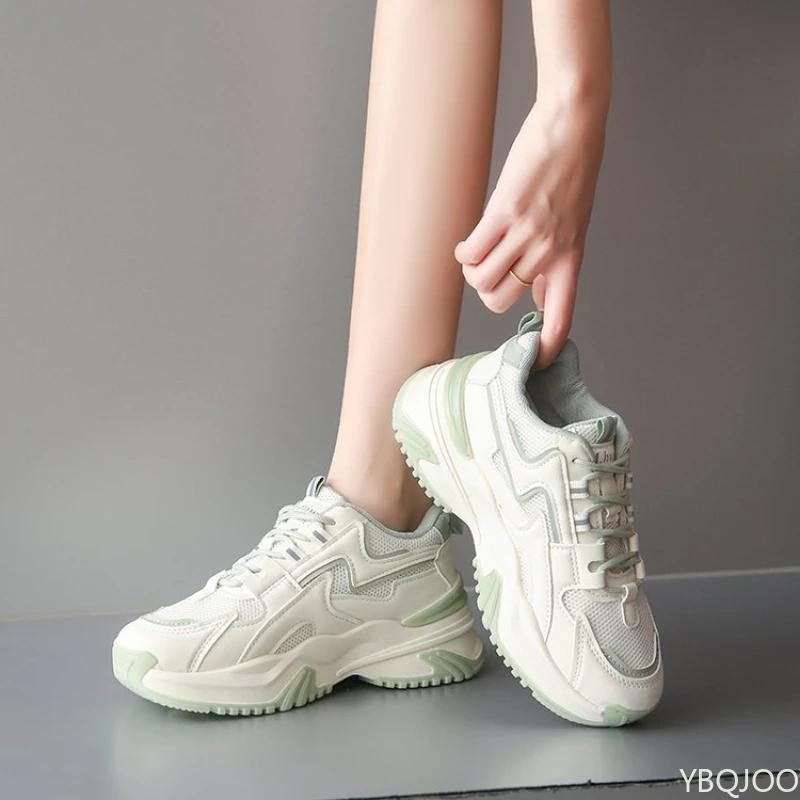 Women's Mesh Sneakers Fashion Thick Soled Non Slip Shoe Casual Versatile Ladies Shoes Color Blocked Comfort Sports Shoes Zapatos